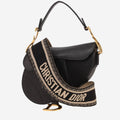 Christian Dior Saddle Bag black leather — front view