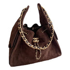 Chanel Hobo Bag camoscio marrone - fronte