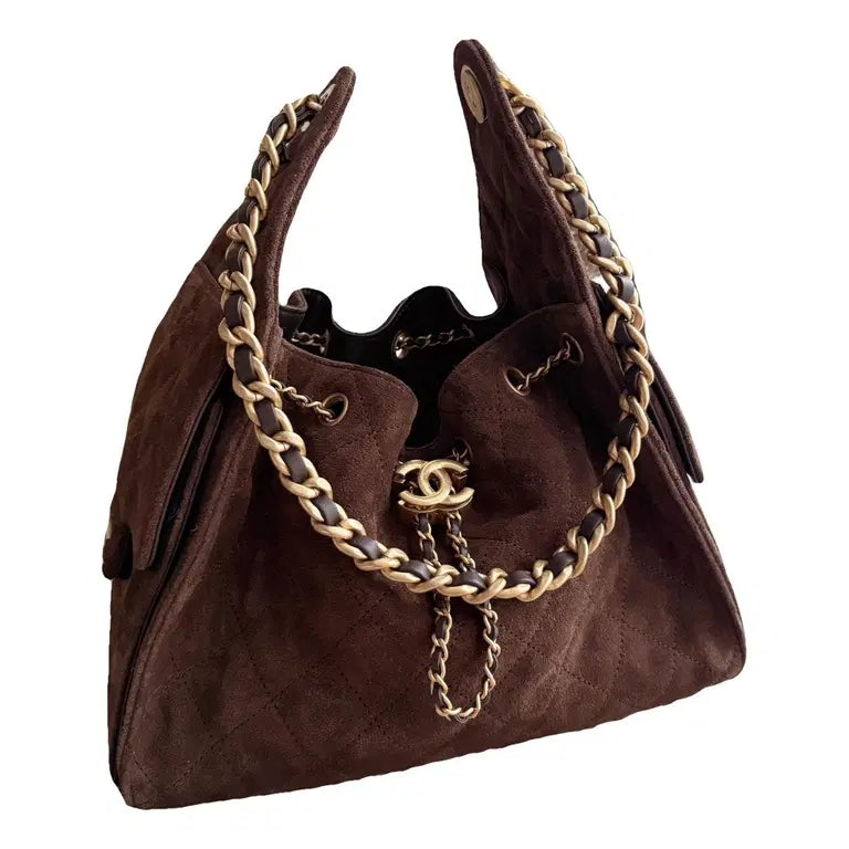 Chanel Hobo Bag camoscio marrone - fronte