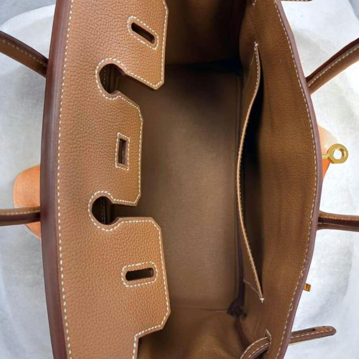 Hermès Birkin 30 Togo Étoupe – interno aperto