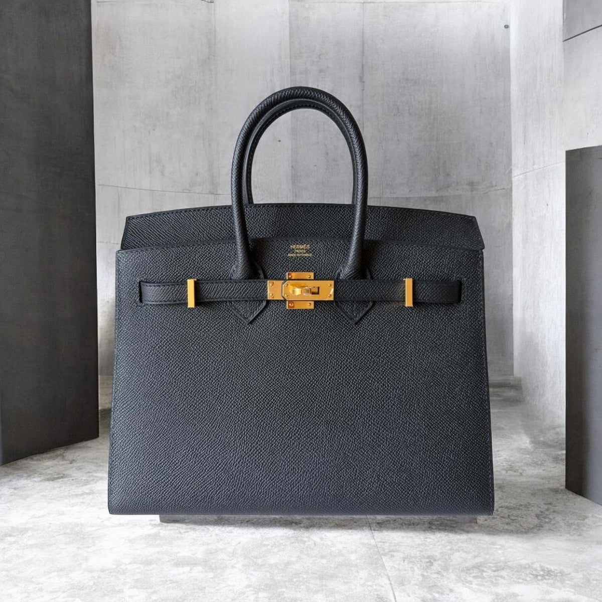 Hermès Birkin 35 Epsom Noir – vista frontale 2