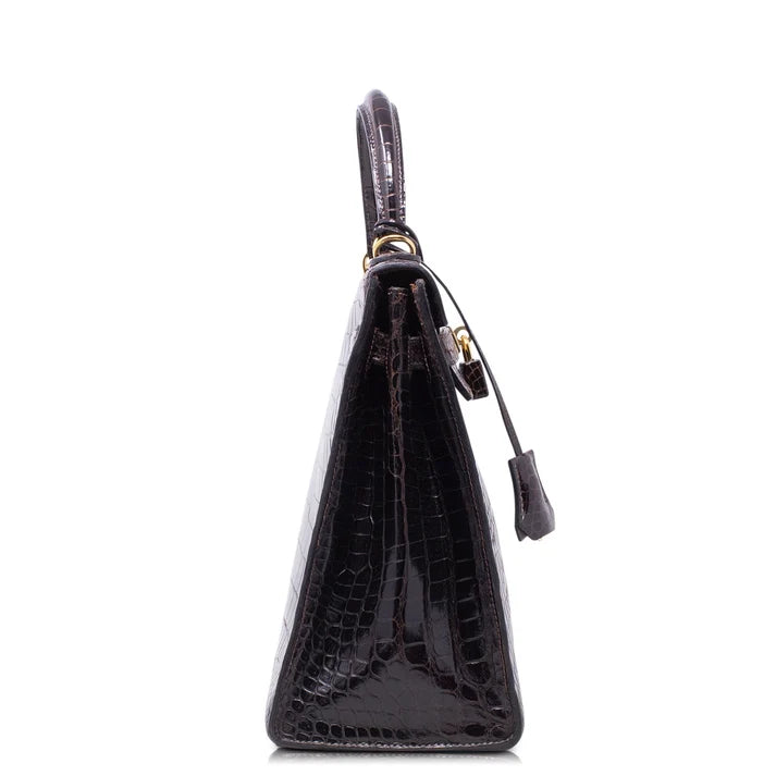 Hermès Kelly 28 Sellier Crocodile – vista laterale